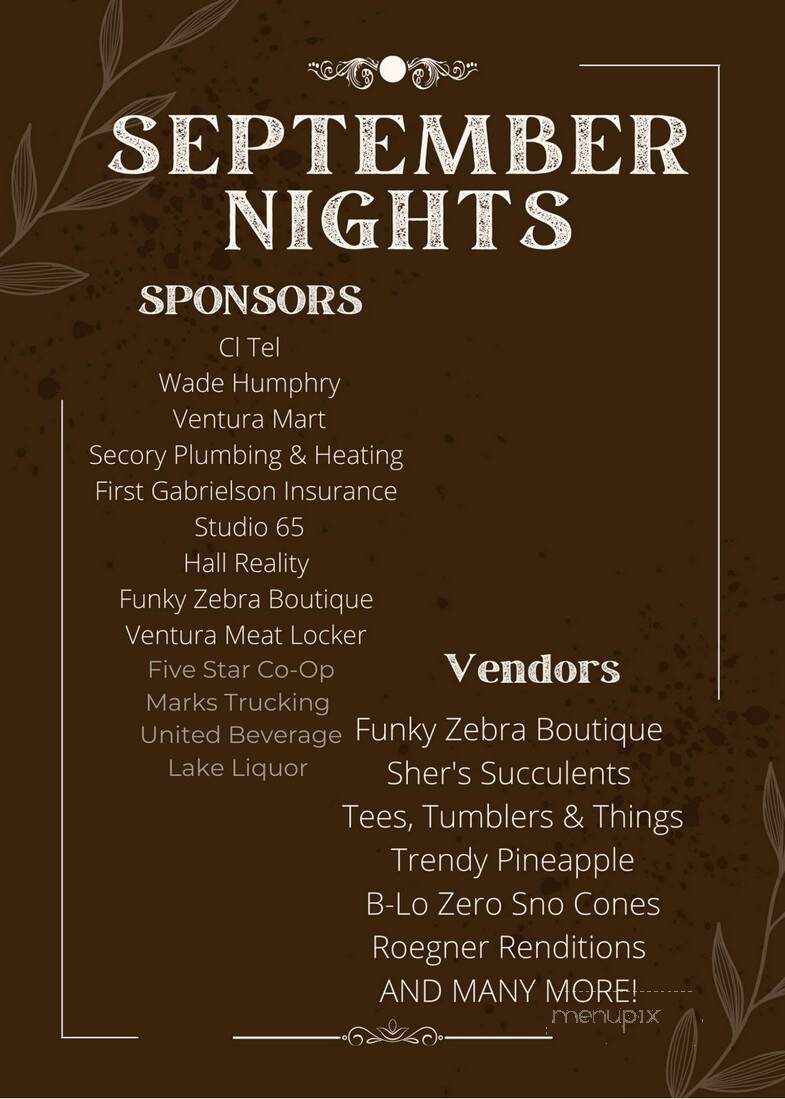 Lone Oak Bar & Grill - Ventura, IA menu_pic