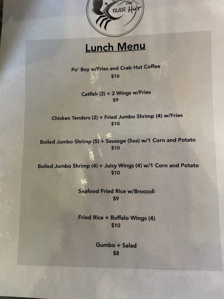 Crab Hut - Watkinsville, GA menu_pic