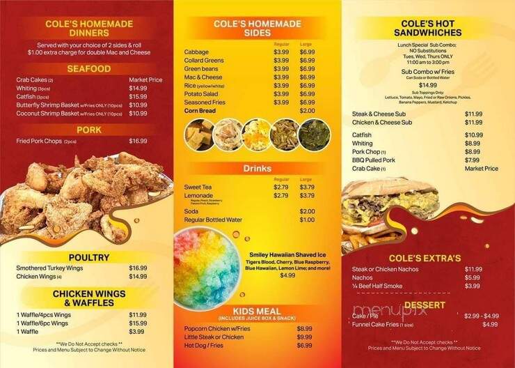 Cole's Soulfood - Charlotte Hall, MD menu_pic