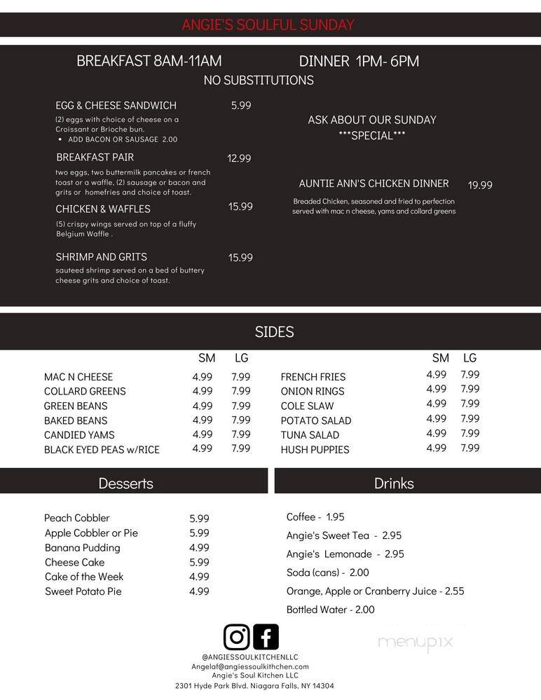 Angie's Soul Kitchen - Niagara Falls, NY menu_pic