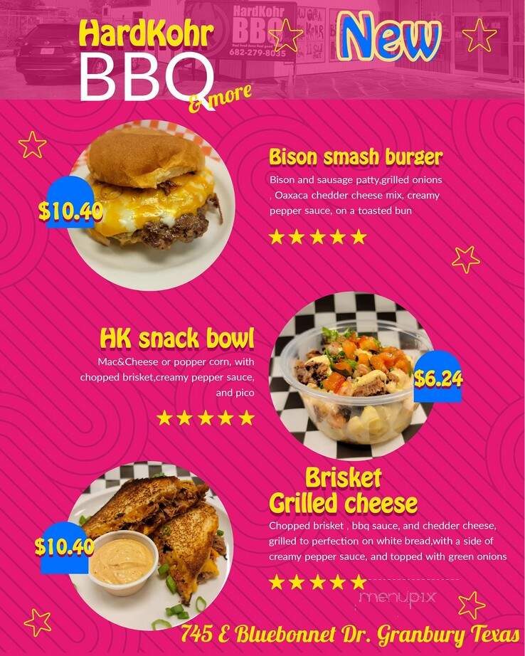 Hard Kohr BBQ - Granbury, TX menu_pic