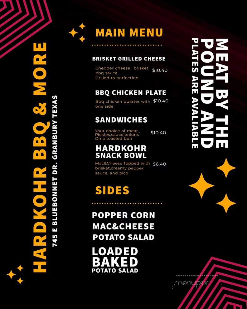 Hard Kohr BBQ - Granbury, TX menu_pic