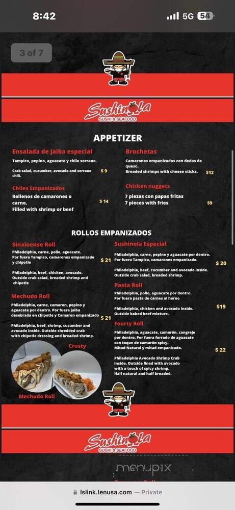 Sushinola menu discount