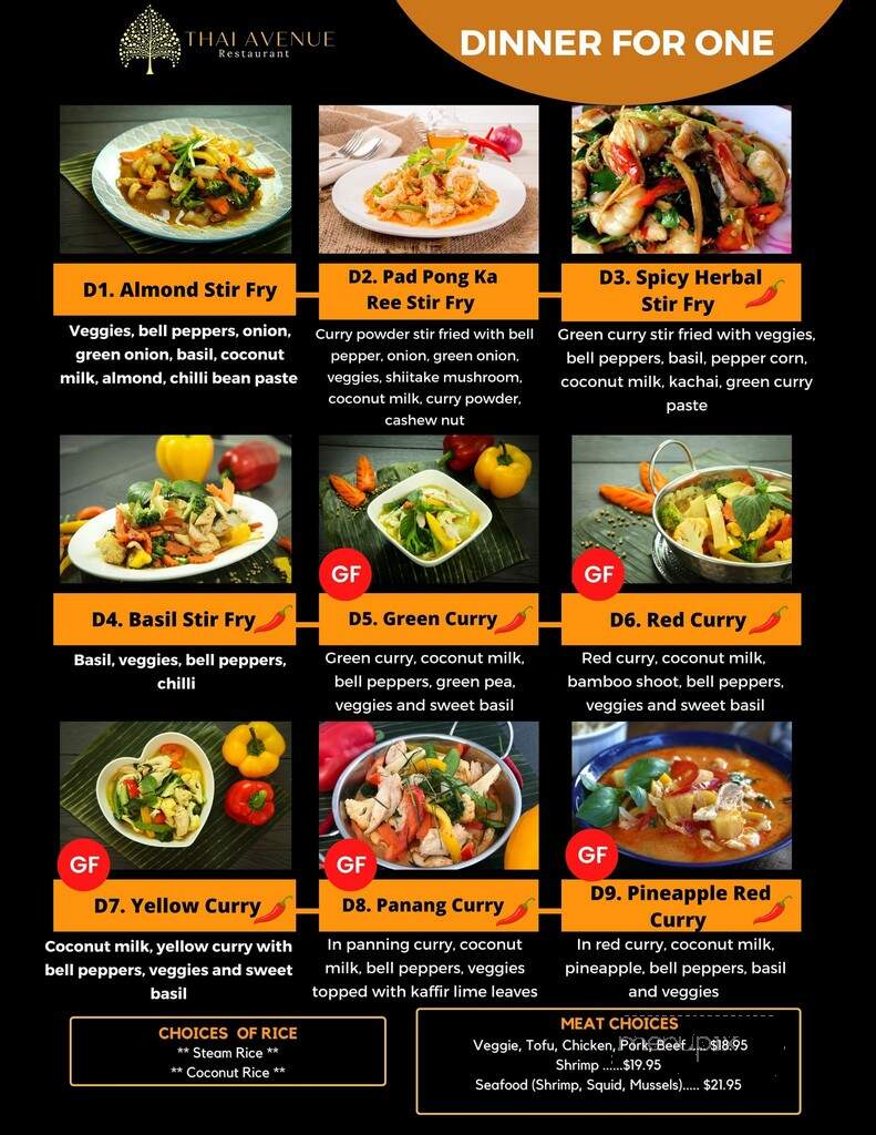 Thai Avenue Restaurant - Edmonton, AB menu_pic