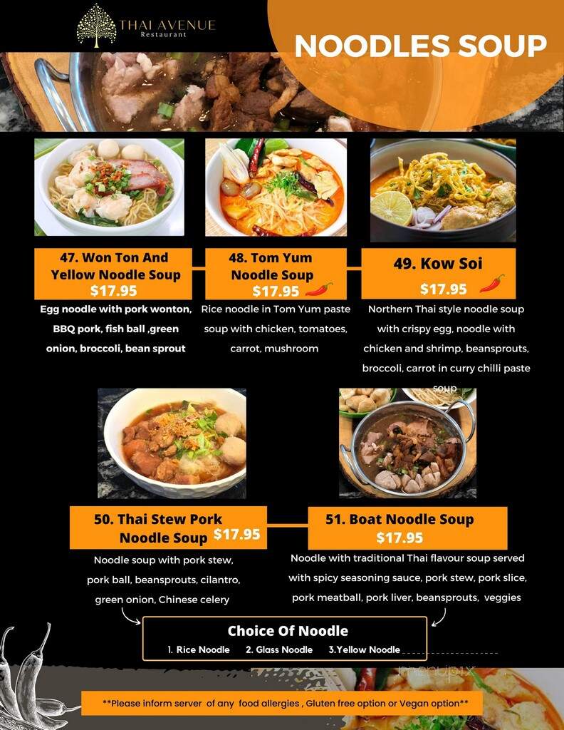 Thai Avenue Restaurant - Edmonton, AB menu_pic