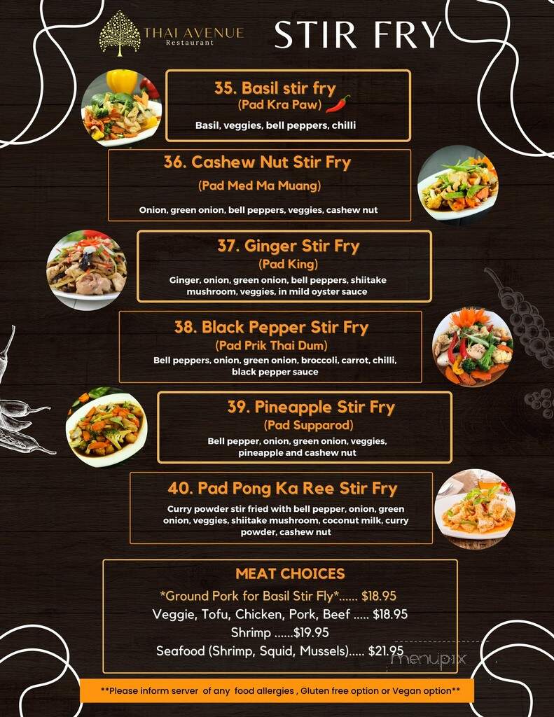 Thai Avenue Restaurant - Edmonton, AB menu_pic