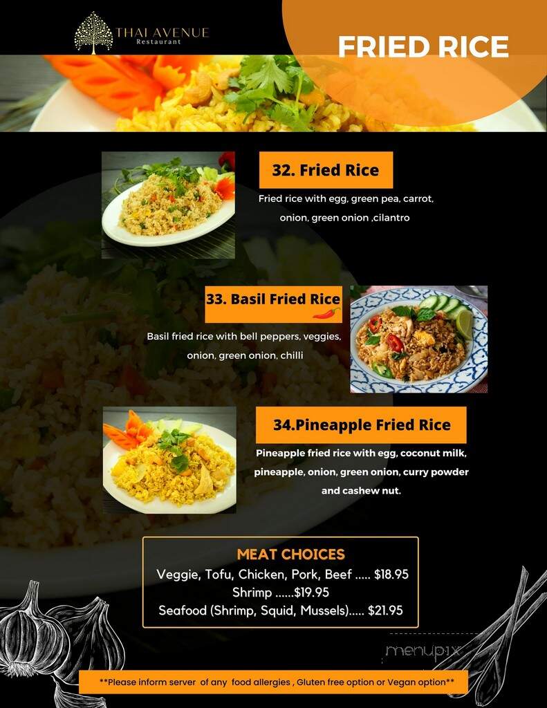 Thai Avenue Restaurant - Edmonton, AB menu_pic