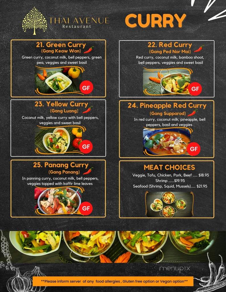 Thai Avenue Restaurant - Edmonton, AB menu_pic