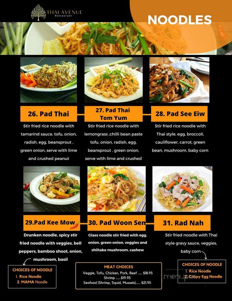 Thai Avenue Restaurant - Edmonton, AB menu_pic