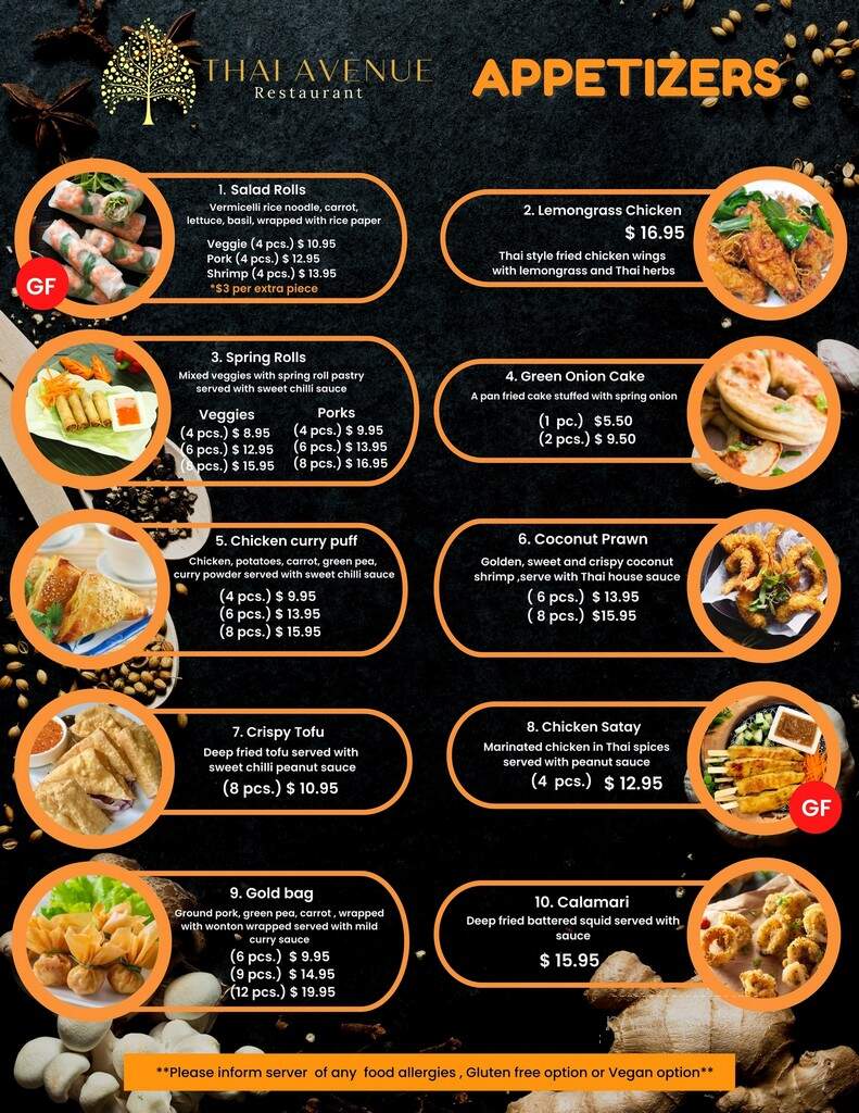 Thai Avenue Restaurant - Edmonton, AB menu_pic