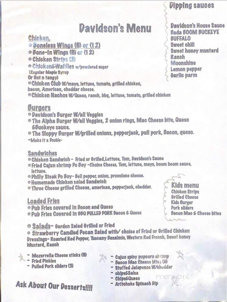 Davidson's - Gilmer, TX menu_pic