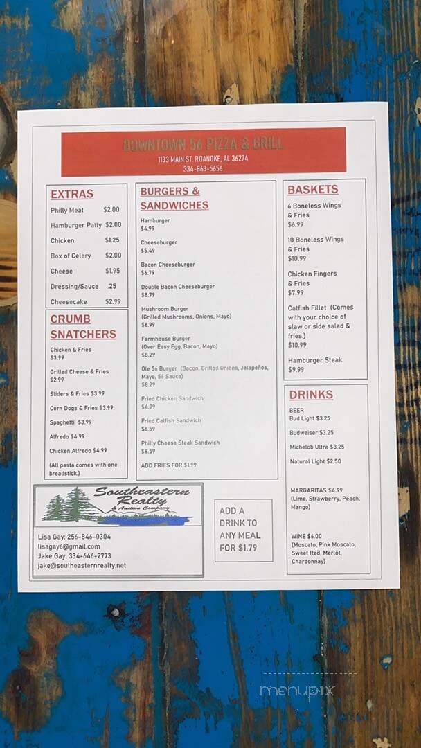 Downtown 56 Pizza and Grill - Roanoke, AL menu_pic