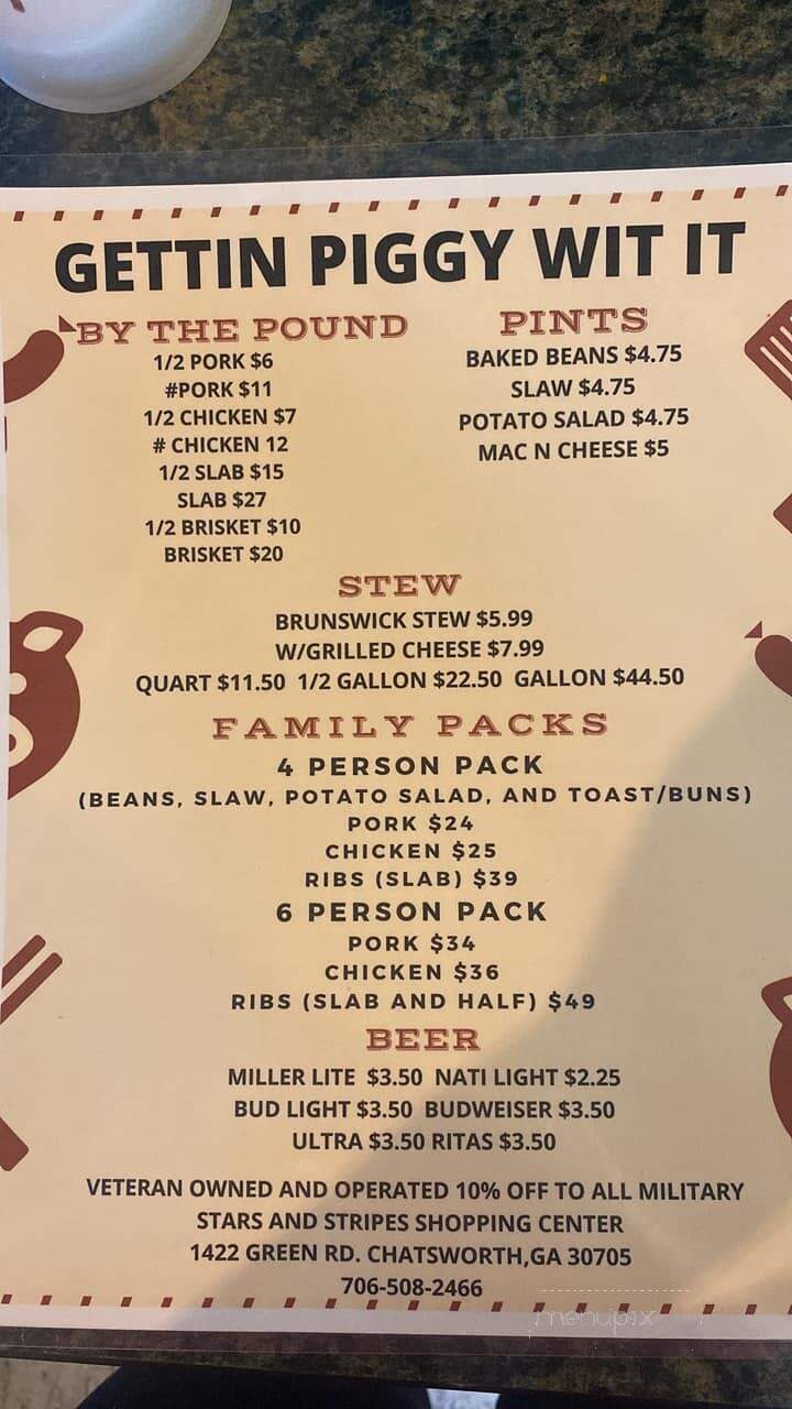 Gettin Piggy Wit It - Chatsworth, GA menu_pic