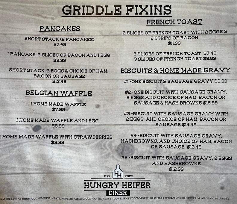 Hungry Heifer Diner - Raymond, WA menu_pic