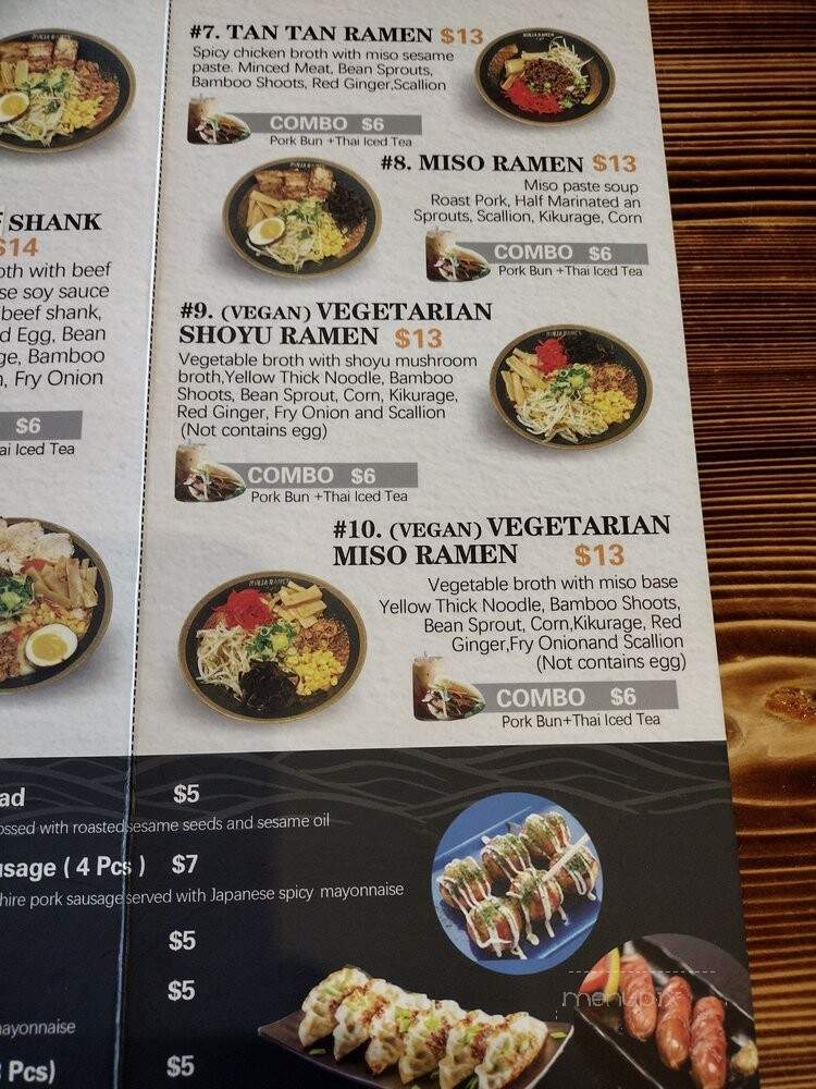 Ninja Ramen - Lancaster, PA menu_pic