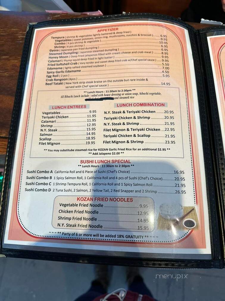 Kozan Hibachi & Sushi - Van Alstyne, TX menu_pic