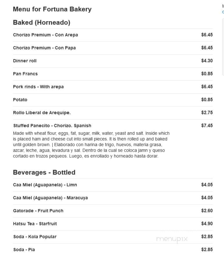 Fortuna Bakery - Davenport, FL menu_pic
