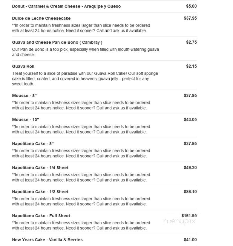 Fortuna Bakery - Davenport, FL menu_pic