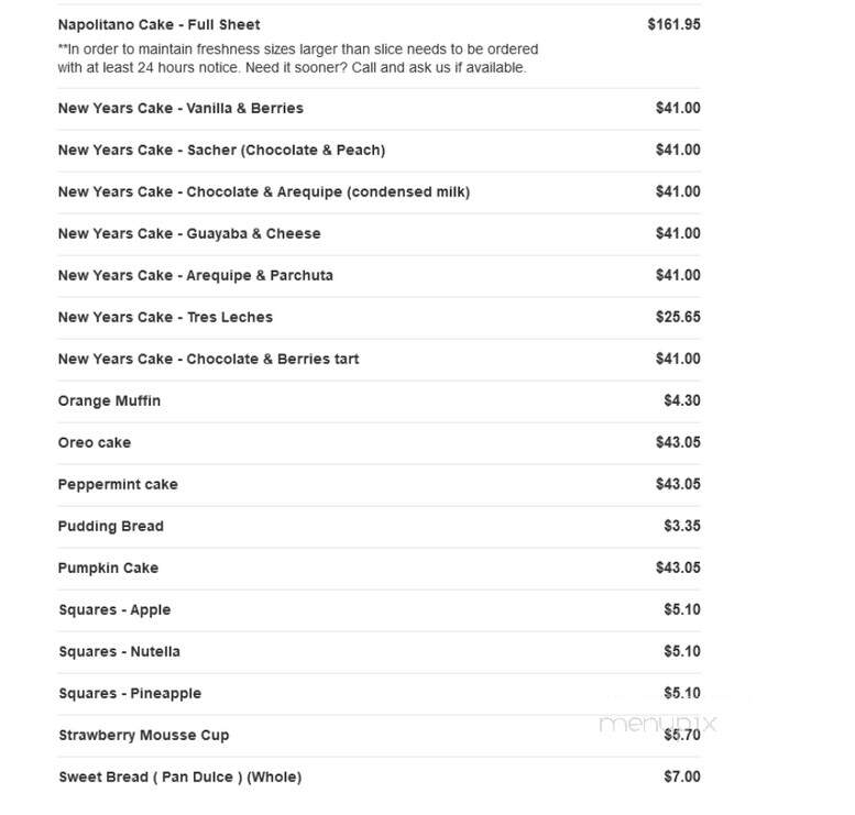 Fortuna Bakery - Davenport, FL menu_pic