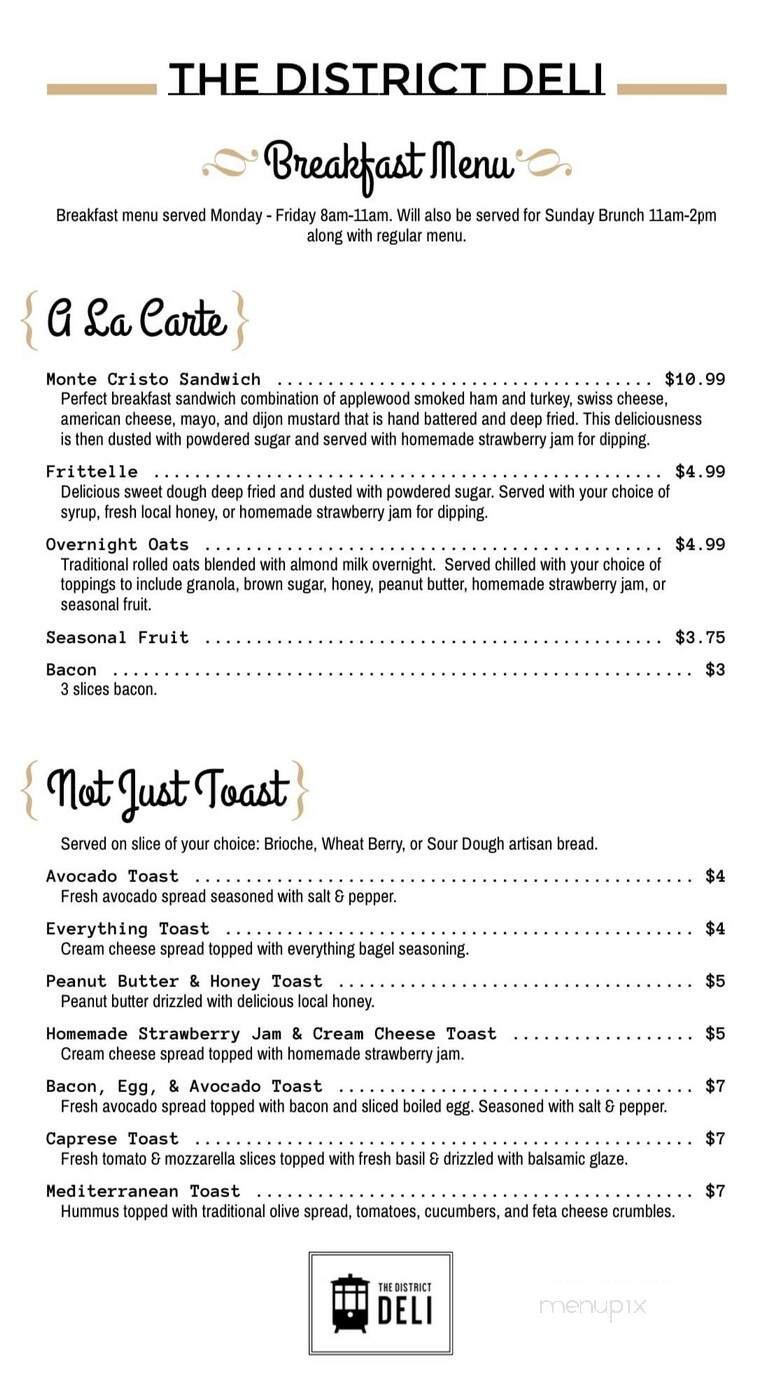 The District Deli - Baker, FL menu_pic