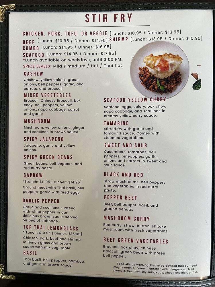 Top Thai Restaurant - Olathe, KS menu_pic