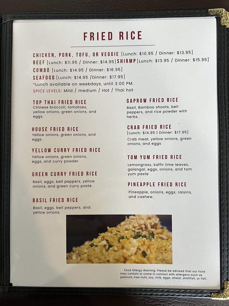 Top Thai Restaurant - Olathe, KS menu_pic