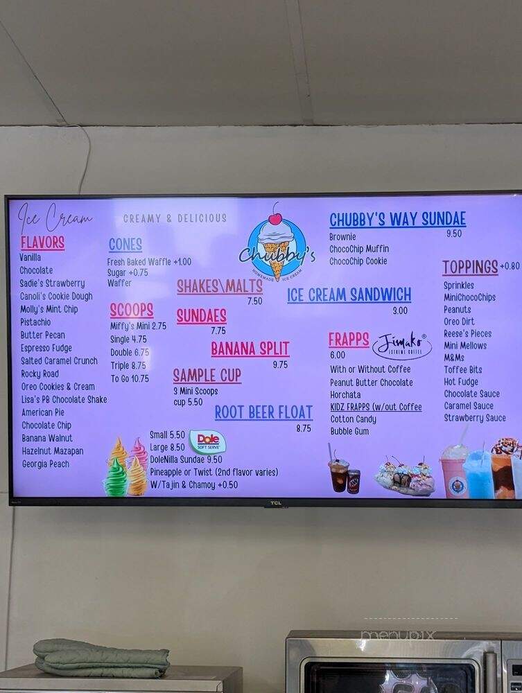Chubby's Homemade Ice Cream - La Verne, CA menu_pic