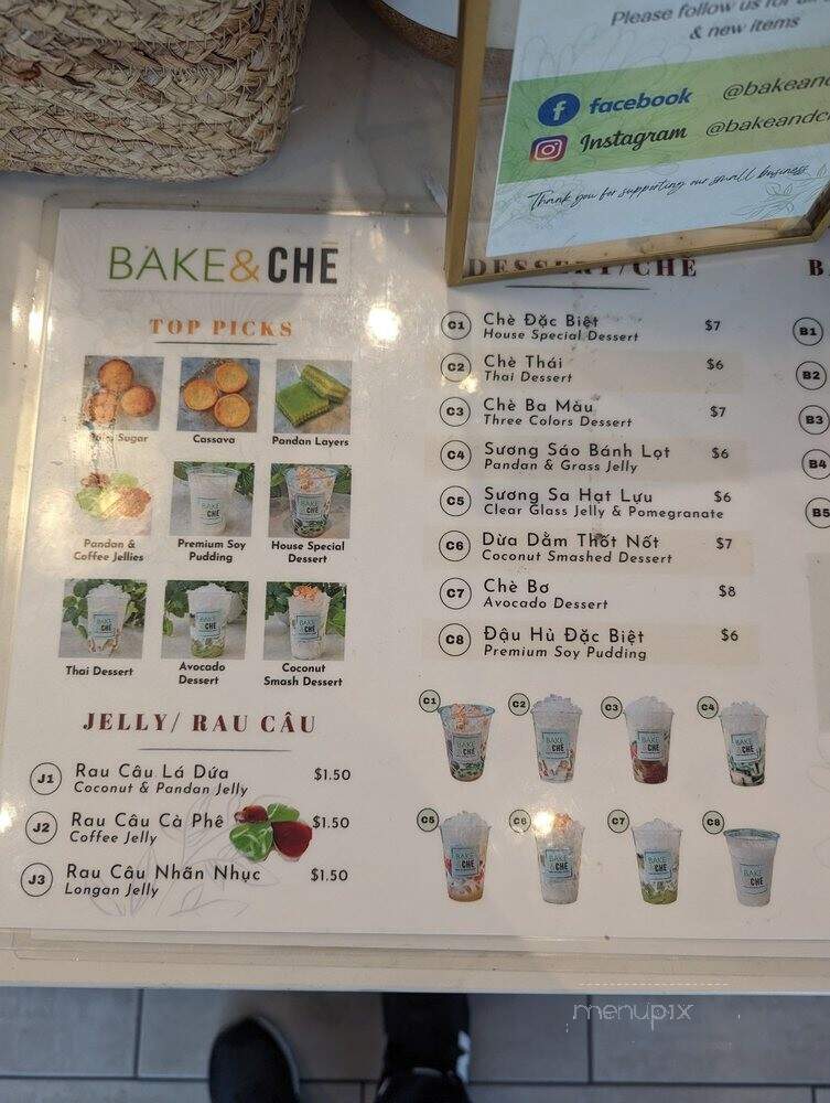 Bake & Che Fresh Vietnamese Dessert - Westminster, CA menu_pic