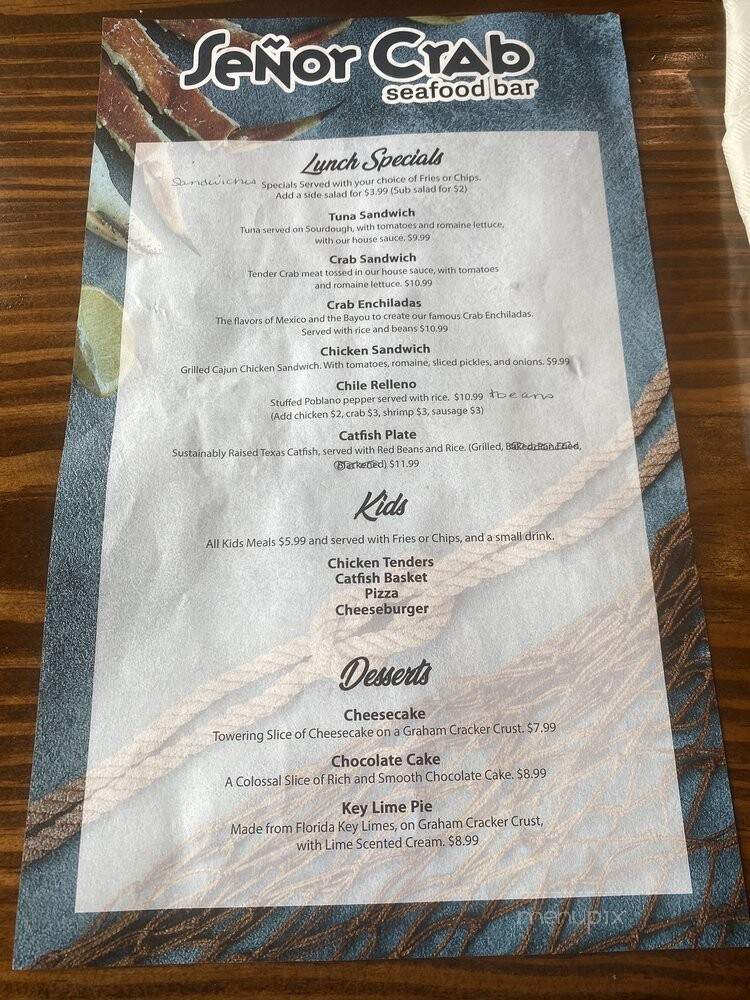 Senor Crab Seafood Bar - Ennis, TX menu_pic