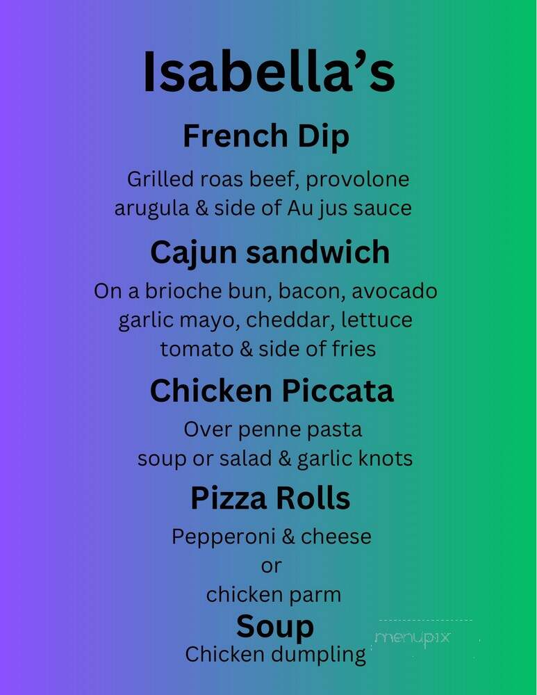 Isabella's Eatery - Mount Cobb, PA menu_pic