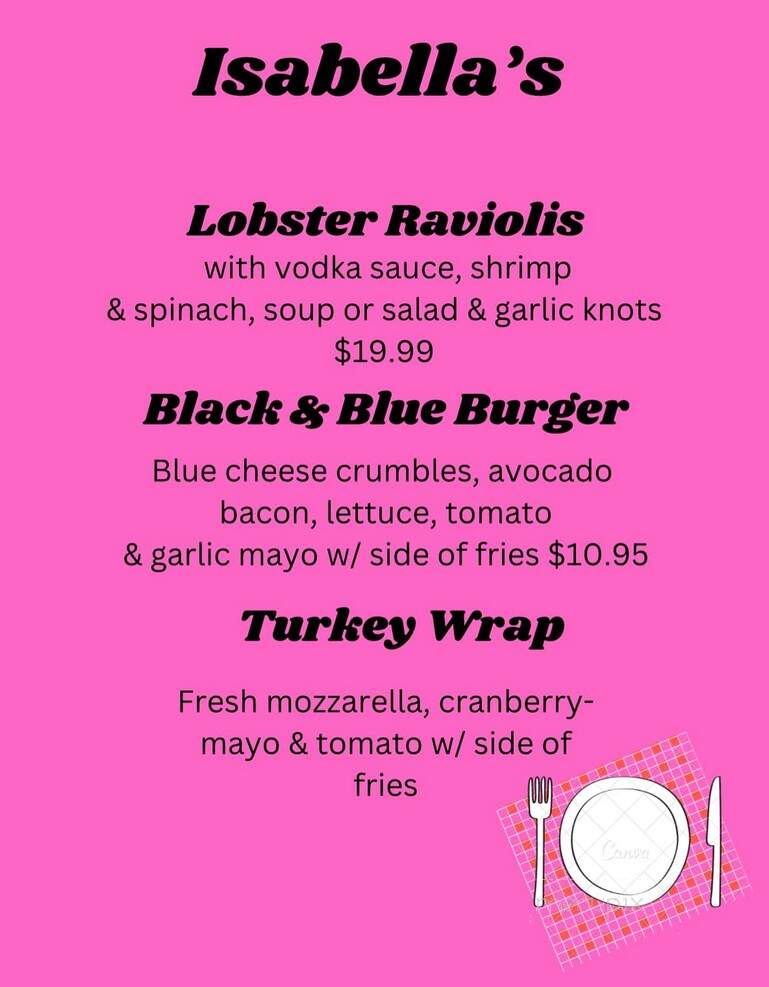 Isabella's Eatery - Mount Cobb, PA menu_pic
