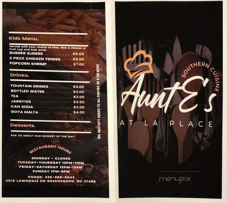 Aunt E's Southern Cuisine - Greensboro, NC menu_pic