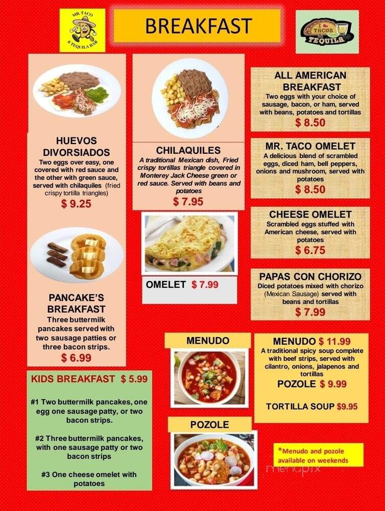 Mr Taco and Tequila Bar 2 - Madisonville, TX menu_pic