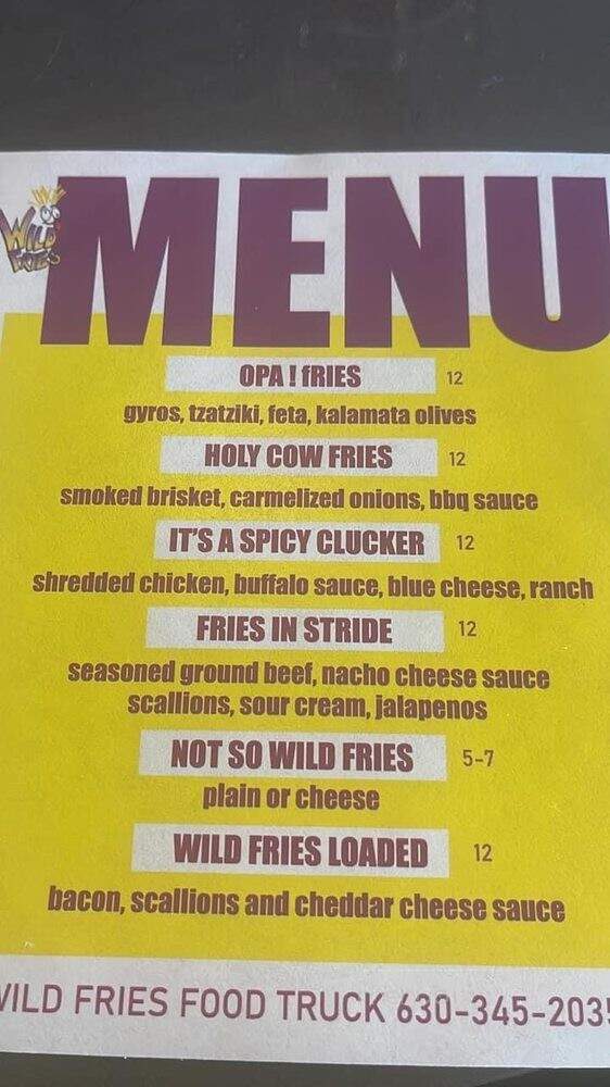Wild Fries Food Truck - Campton Hills, IL menu_pic