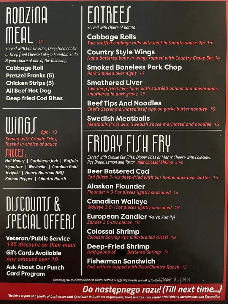 Rodzina Restaurant - Schofield, WI menu_pic