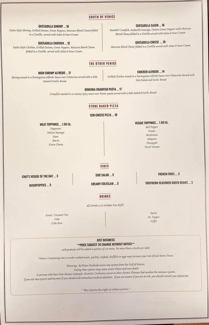 Bywater Dockside - Port Sulphur, LA menu_pic