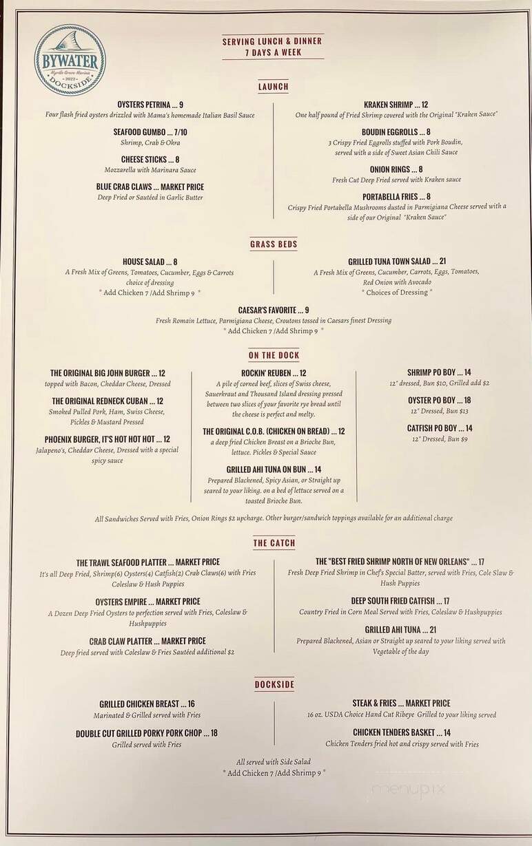 Bywater Dockside - Port Sulphur, LA menu_pic