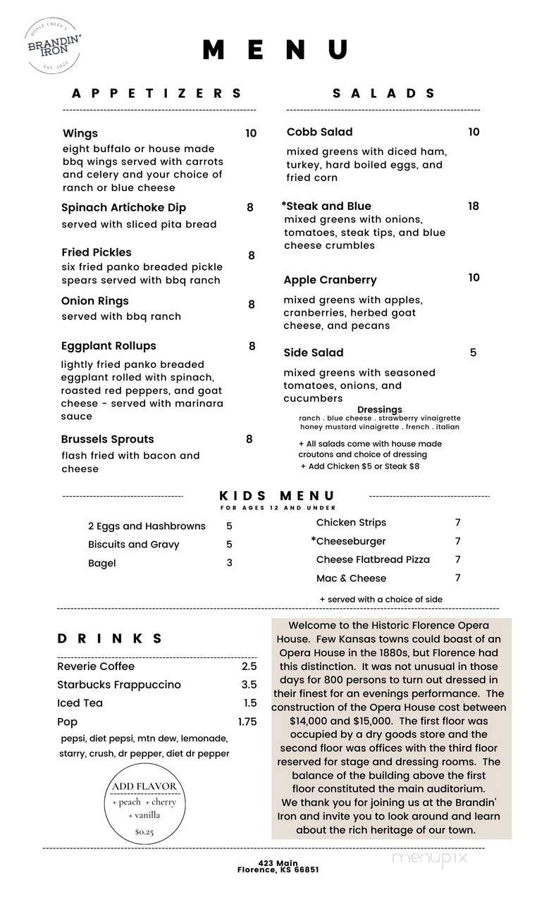 Brandin Iron - Florence, KS menu_pic