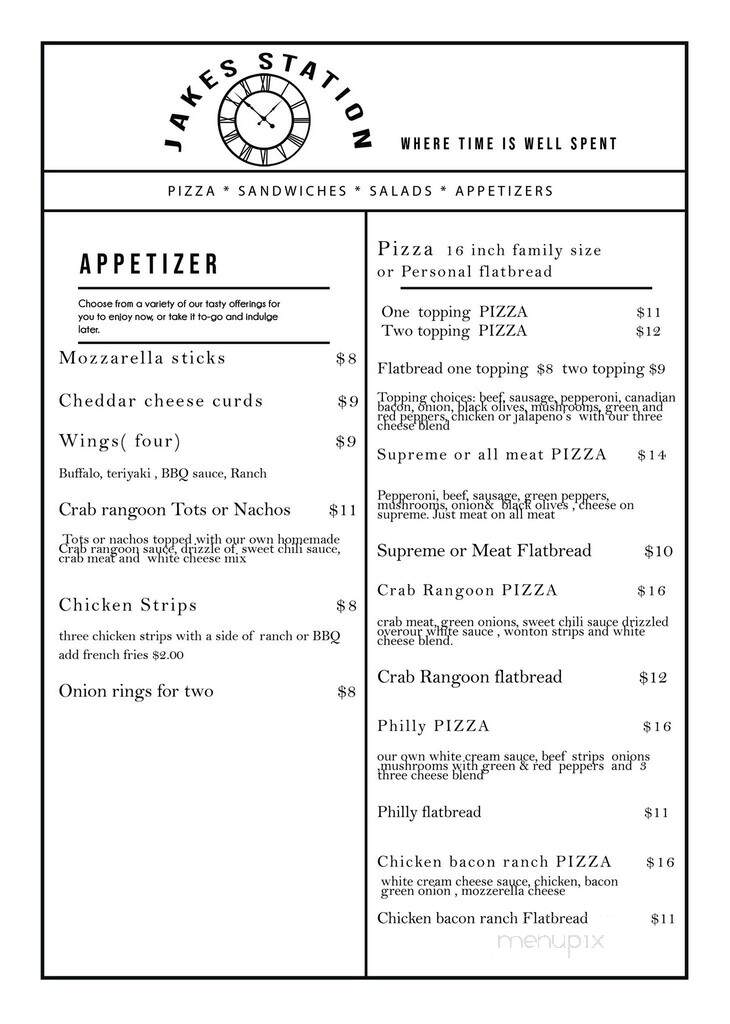 Jake's Station - Hancock, IA menu_pic