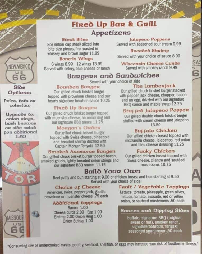 Fired Up Bar & Grill - Alexandria, MN menu_pic