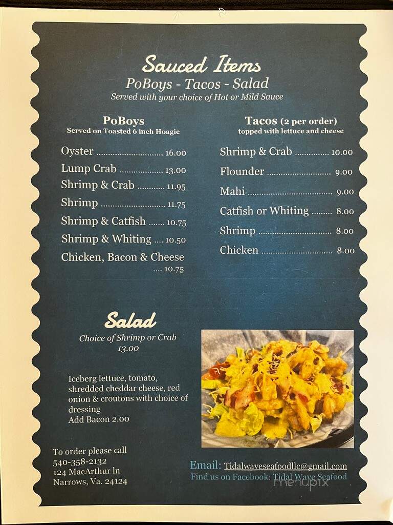 Tidal Wave Seafood - Narrows, VA menu_pic