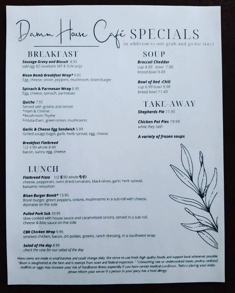 Damm House Cafe - Errol, NH menu_pic