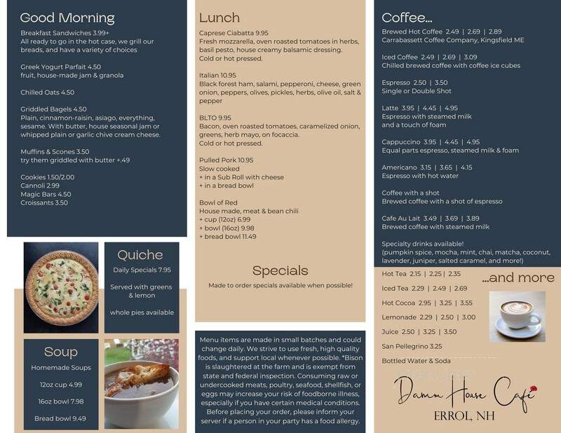 Damm House Cafe - Errol, NH menu_pic