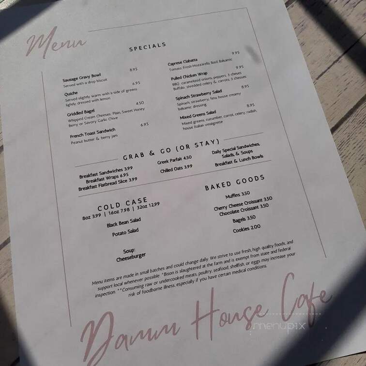 Damm House Cafe - Errol, NH menu_pic