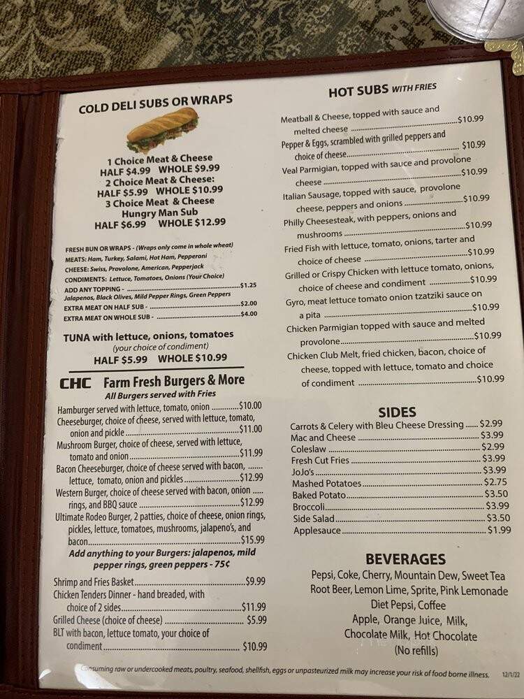 CHC Restaurant & Pizza - North Jackson, OH menu_pic