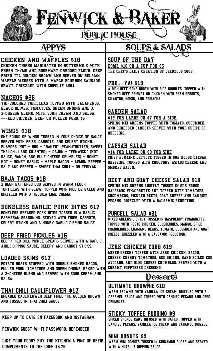 Fenwick & Baker - Cranbrook, BC menu_pic