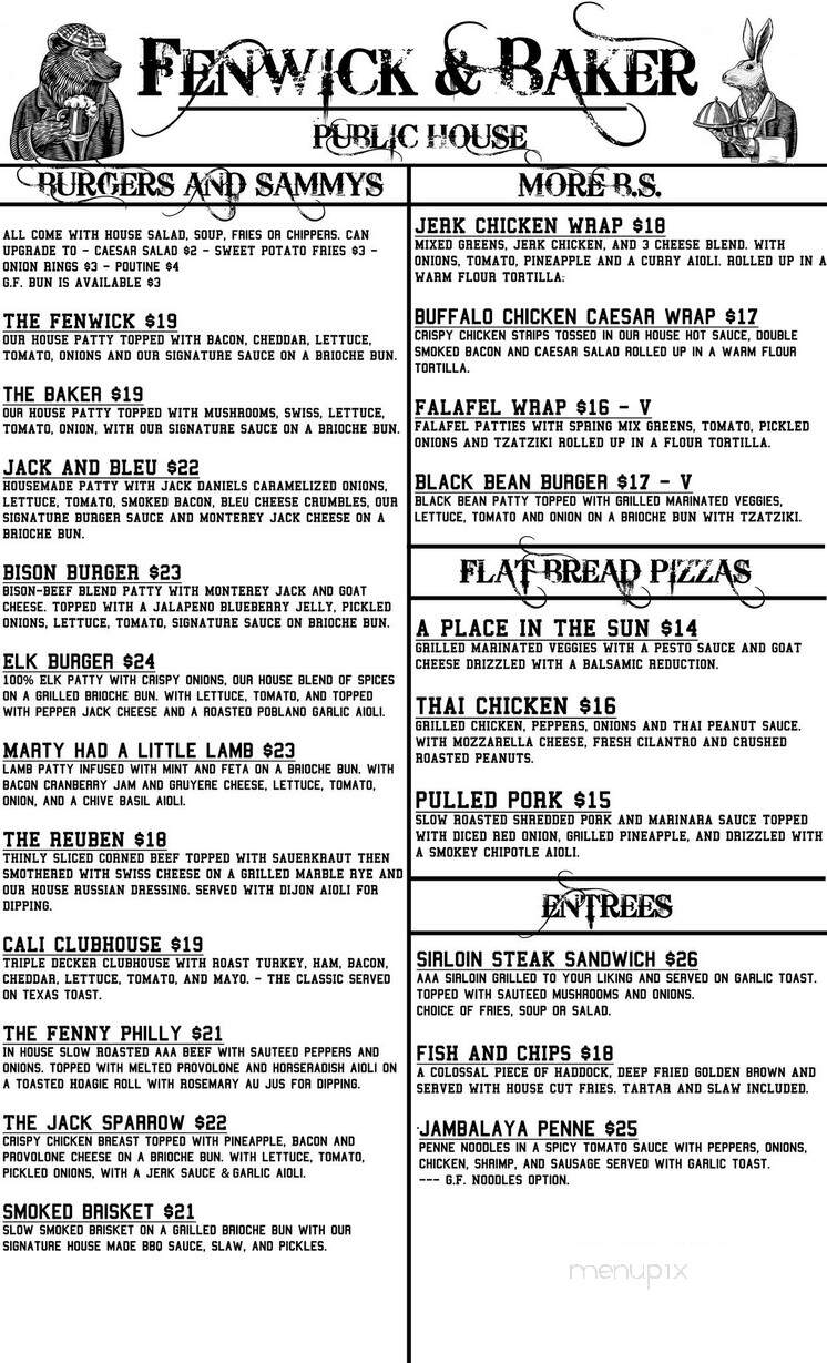 Fenwick & Baker - Cranbrook, BC menu_pic
