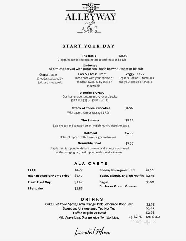Alleyway Cafe - Germantown, OH menu_pic