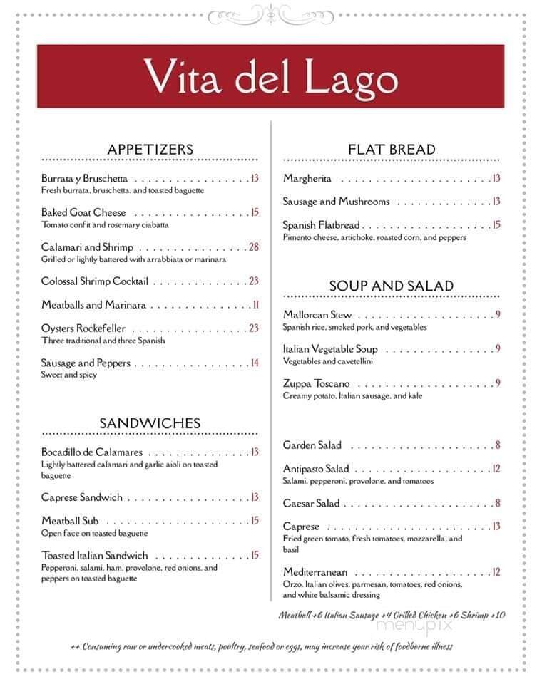 Vita del Lago - Michigan City, IN menu_pic