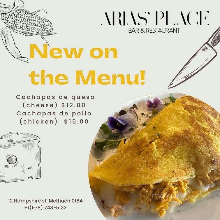 Arias' Place Bar & Restaurant - Methuen, MA menu_pic